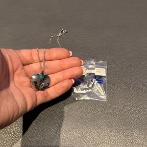 Heart Pendant Necklace with green leaf clover